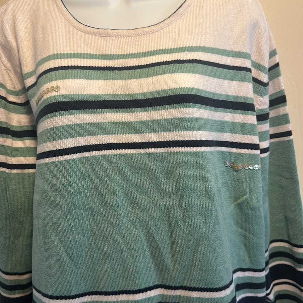 Alfred Dunner Striped Sequin Embellished Sweater -Size 2XL - Excellent Condition - Picture 3 of 9